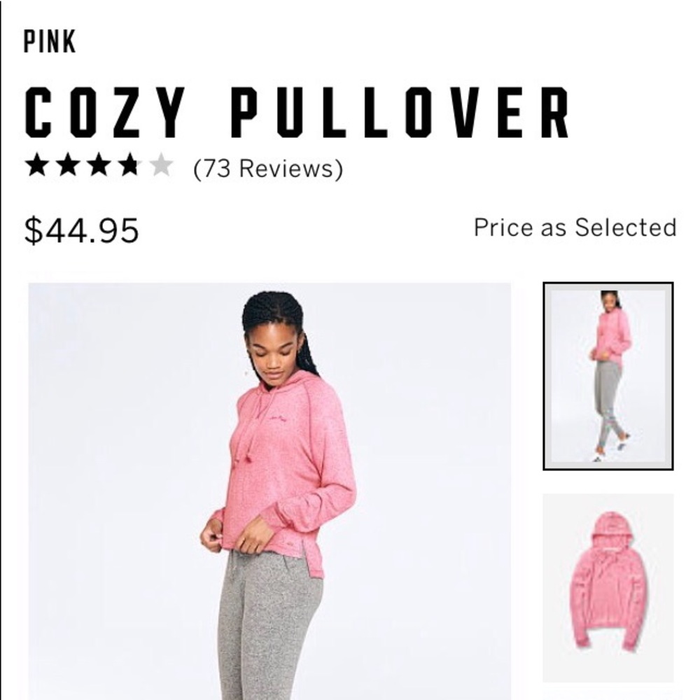VS PINK COZY PINK PULLOVER WITH HOODIE NEW